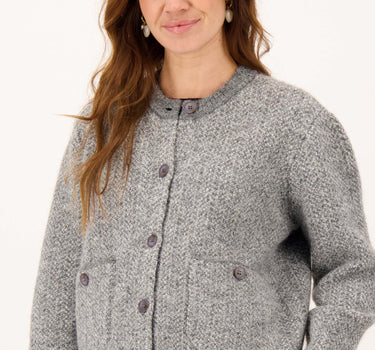 visgraat jacquard vest | grey melange