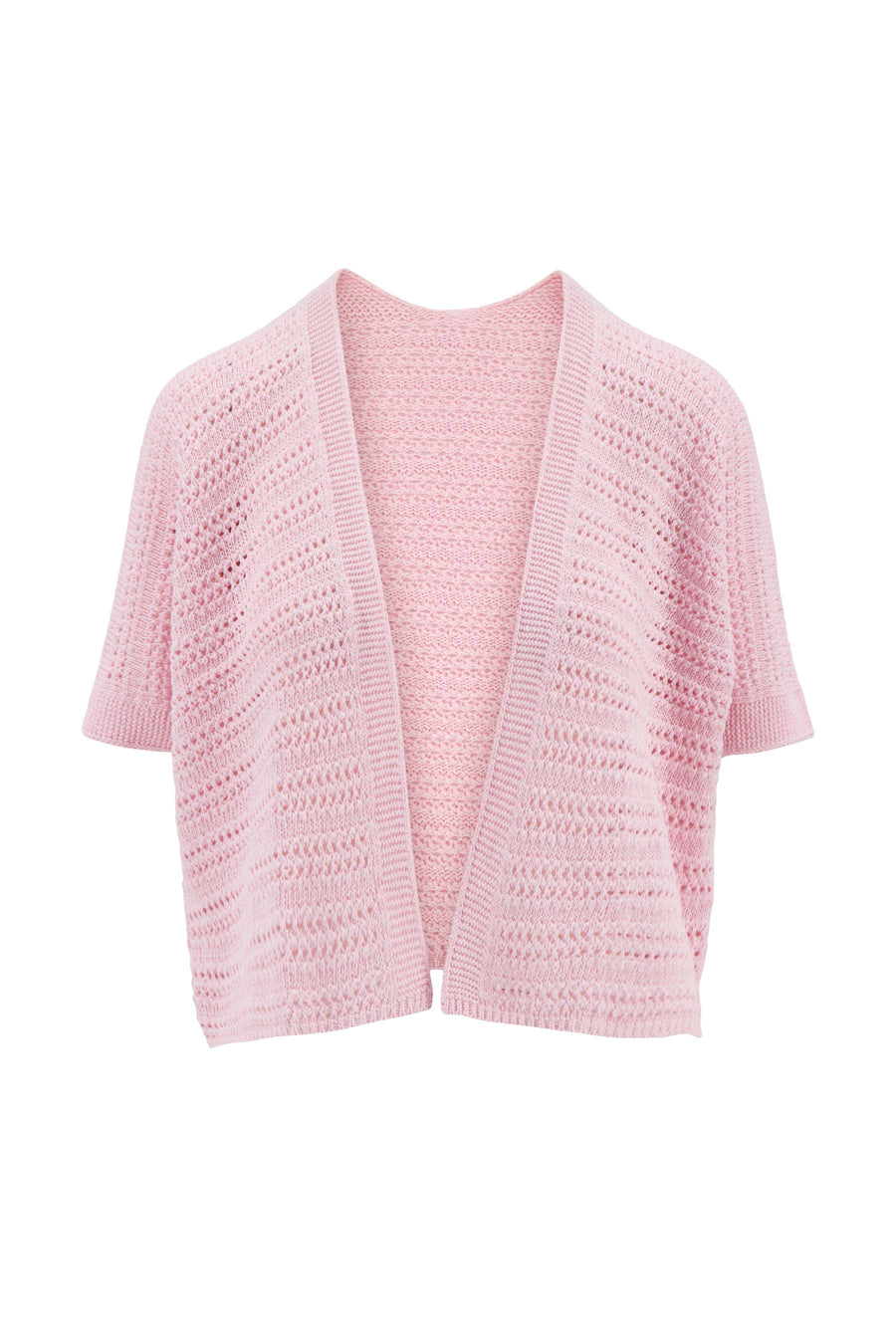 Gebreid open vestje met korte mouwen | pink