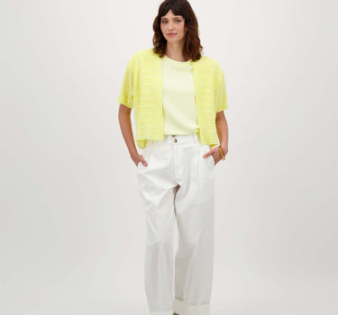 Gebreid open vestje met korte mouwen | mellow yellow