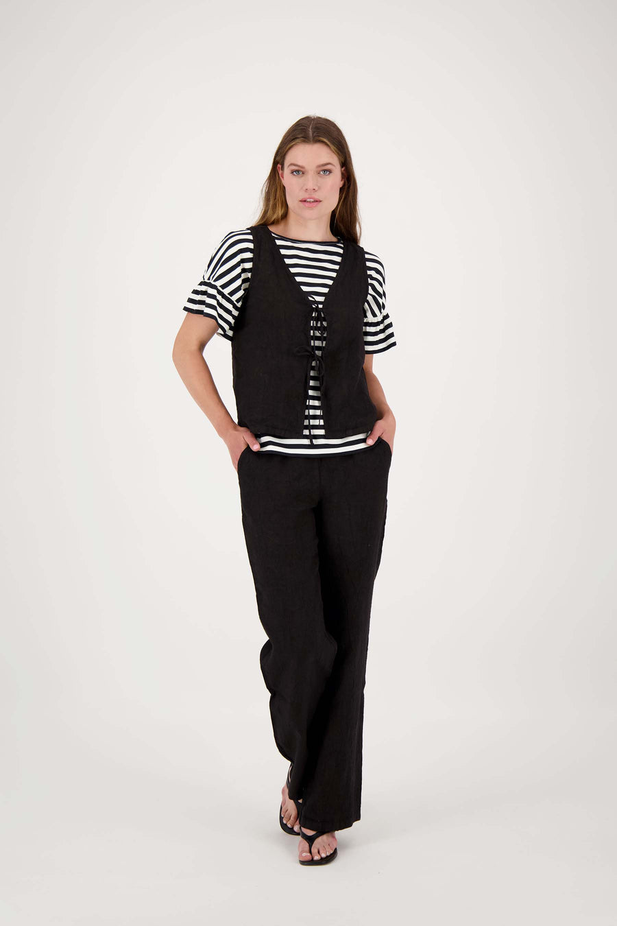 gilet linnen | zwart