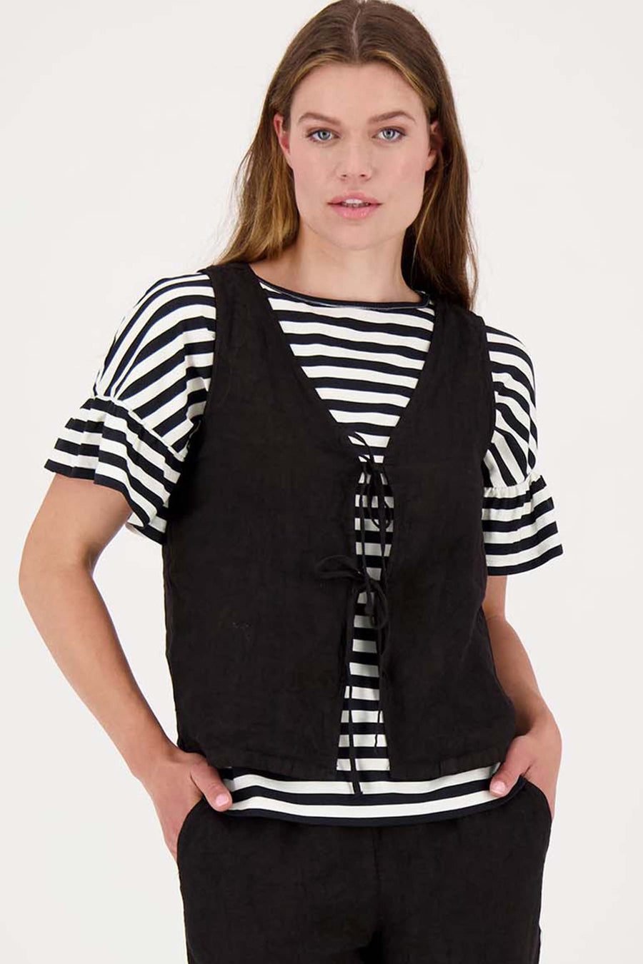 gilet linnen | black