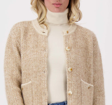 jacquard vest met visgraat structuur | beige