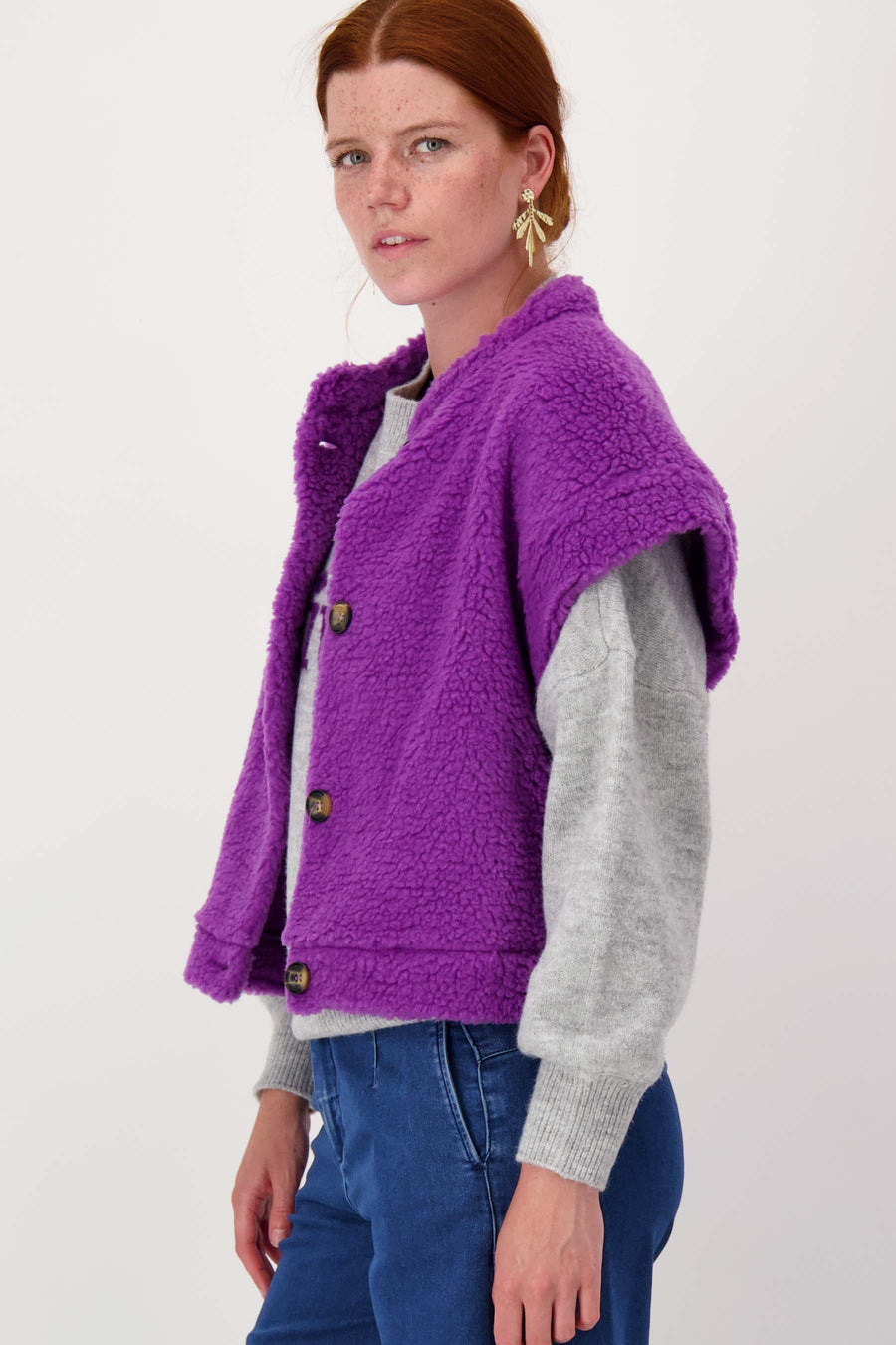 teddy gilet kort | mid purple