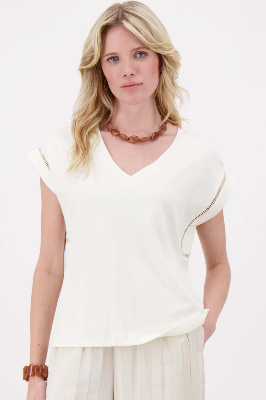 t-shirt met opengewerkte details | off white