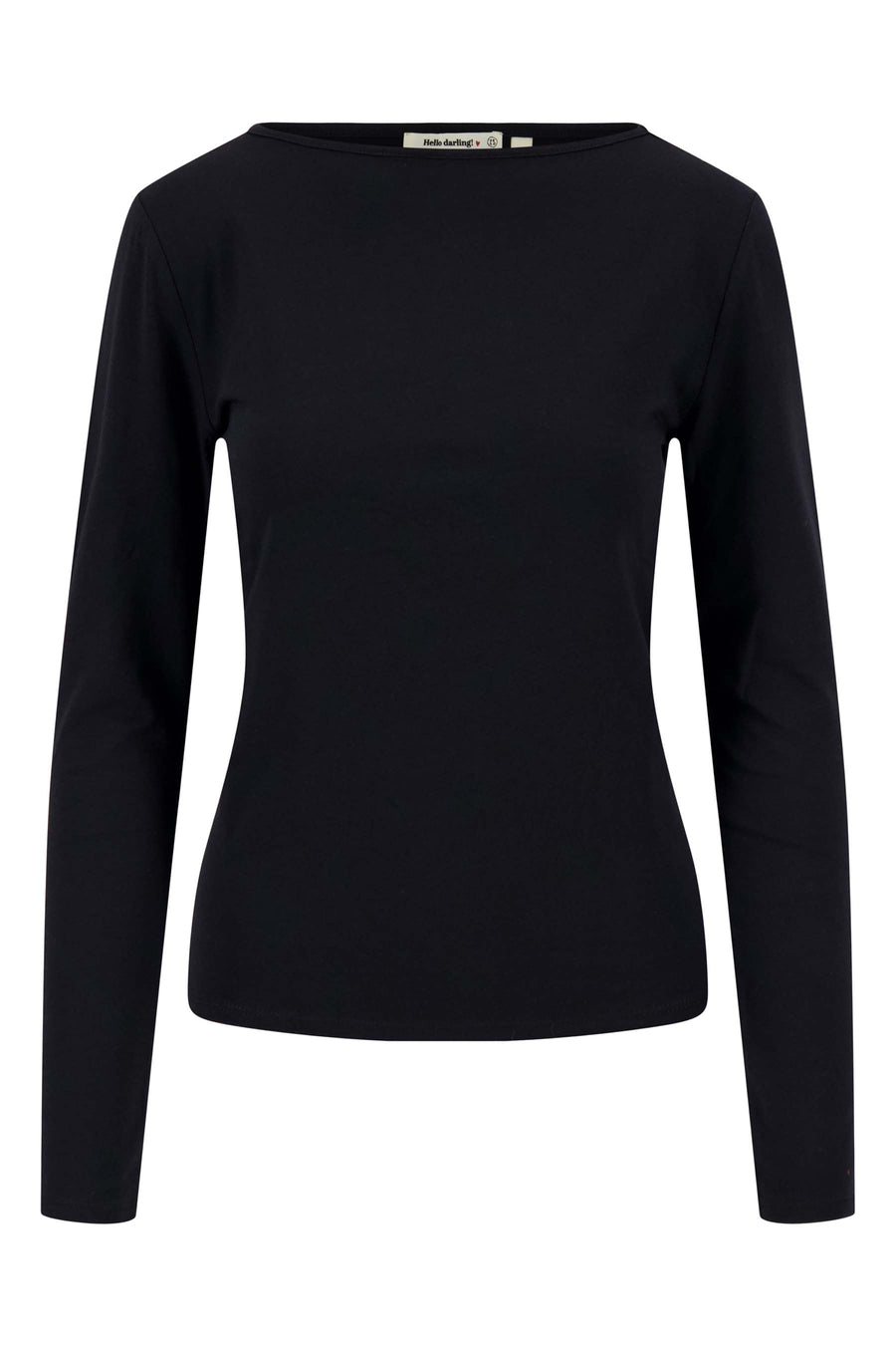 lange mouw boothals top | black