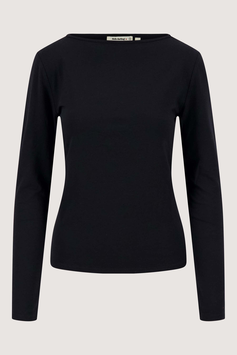 lange mouw boothals top | black