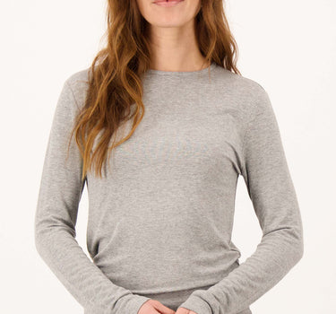 Long-Sleeve Crew-Neck Top with Ribbing | Gray Melange