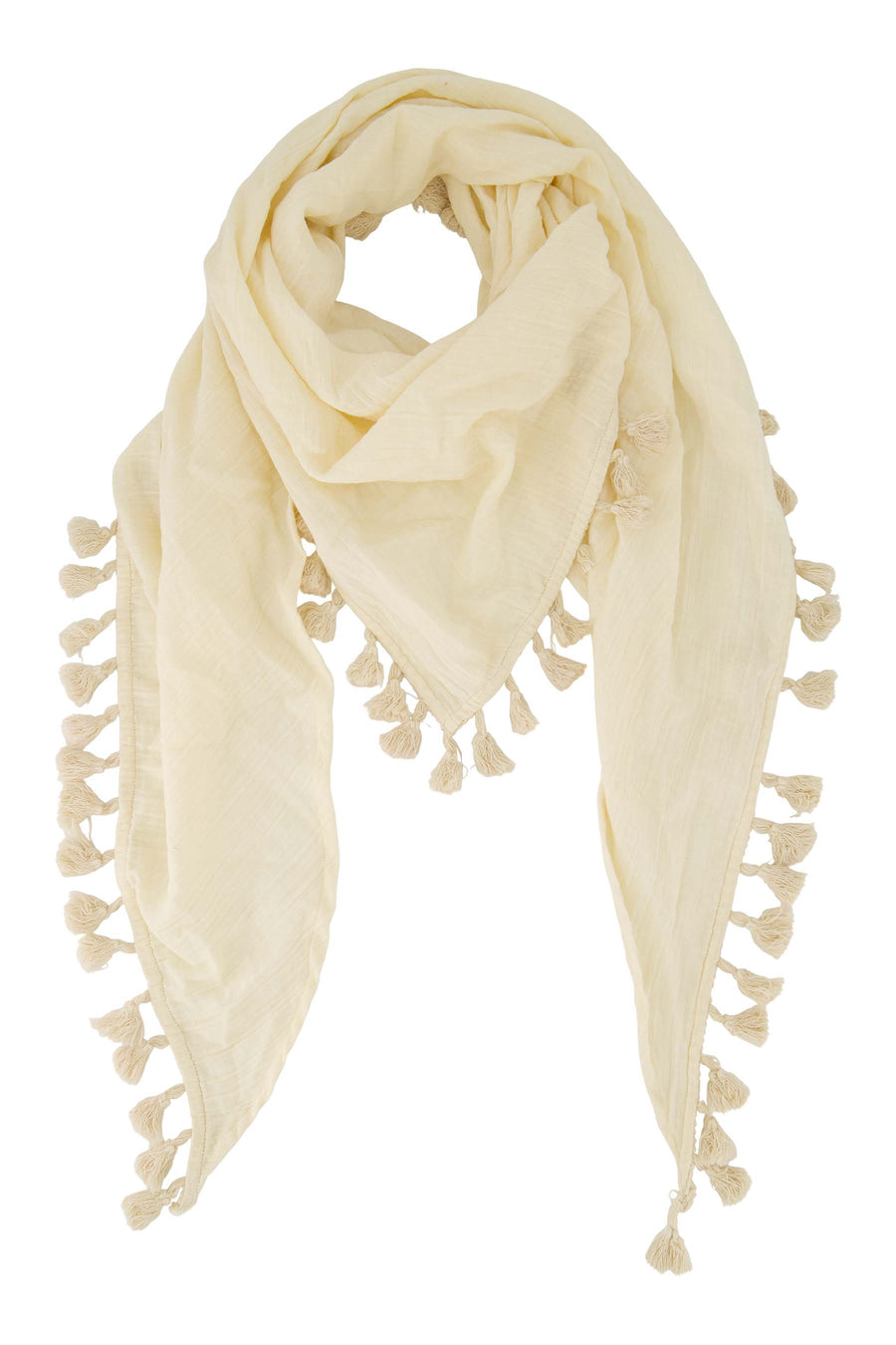 scarf in crinkle cotton with tassels | kit