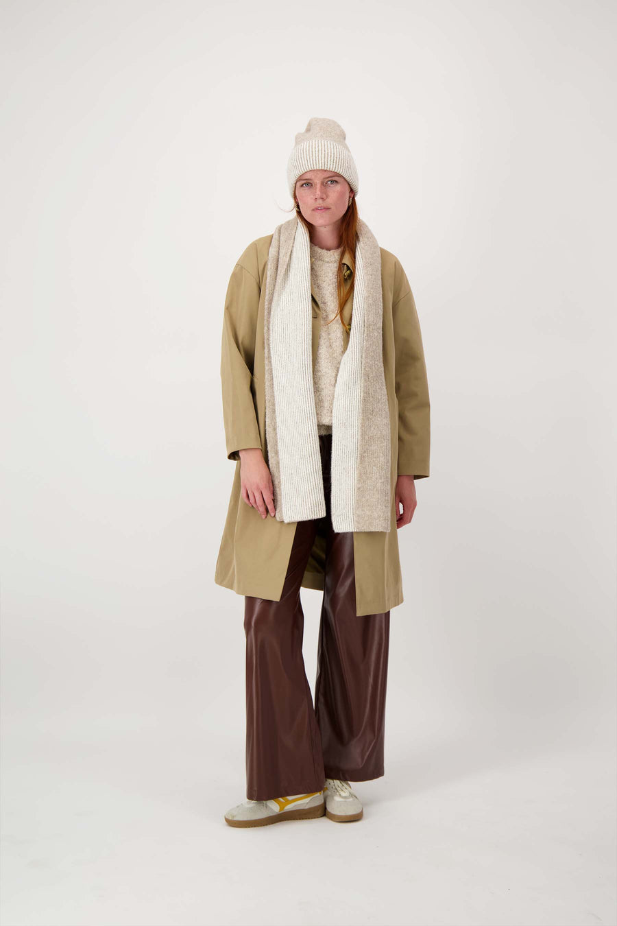 gebreide rib sjaal | taupe