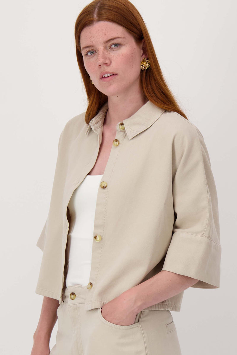 cropped boxy model blouse | soft sand