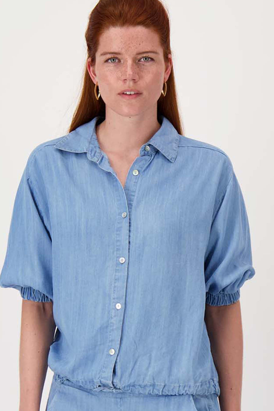 denim blouse | light blue denim
