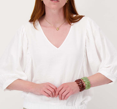 vleermuis blouse linnenlook | off white