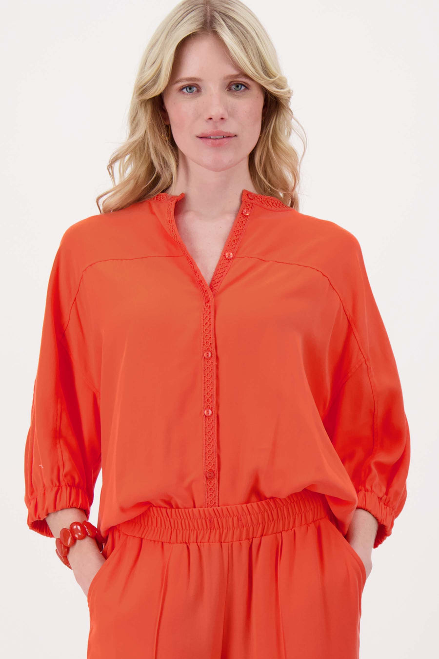 lyocell ballonmouw blouse | coral