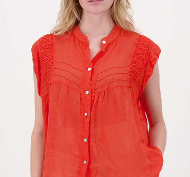 ramie  blouse plooien | coral