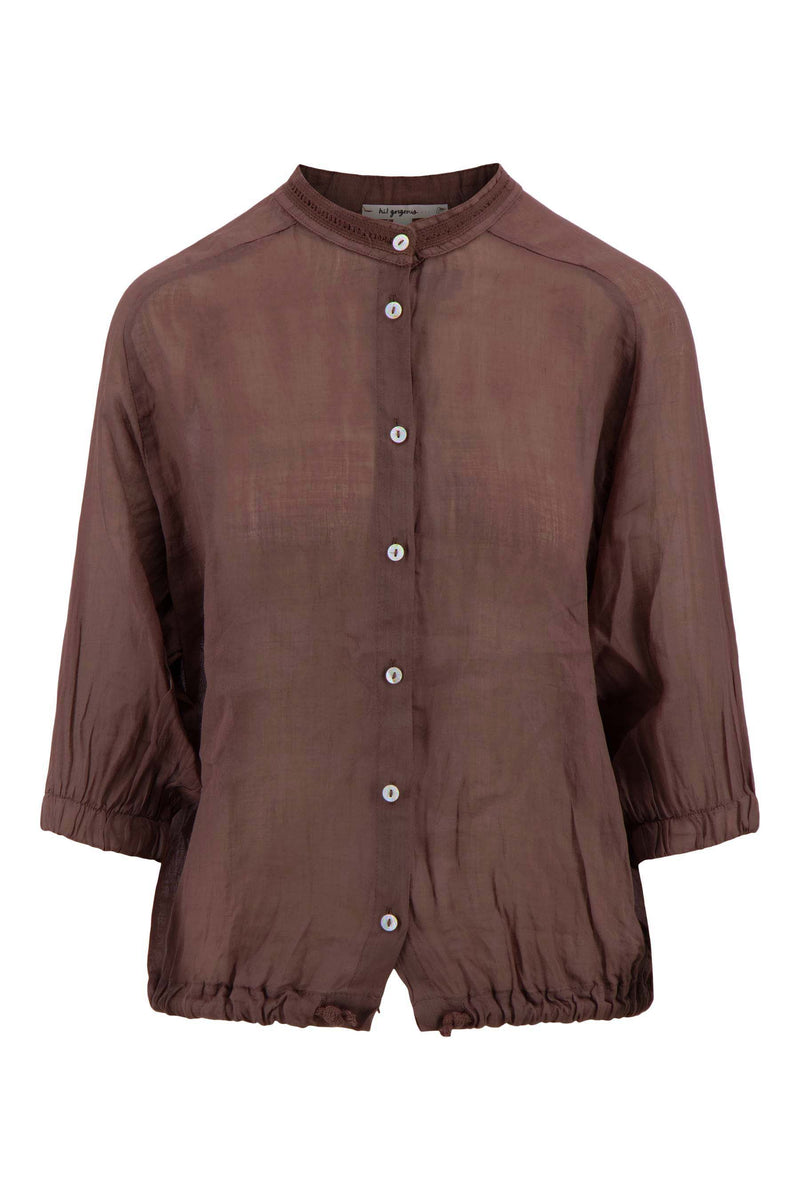 ramie ballon blouse | dark sand