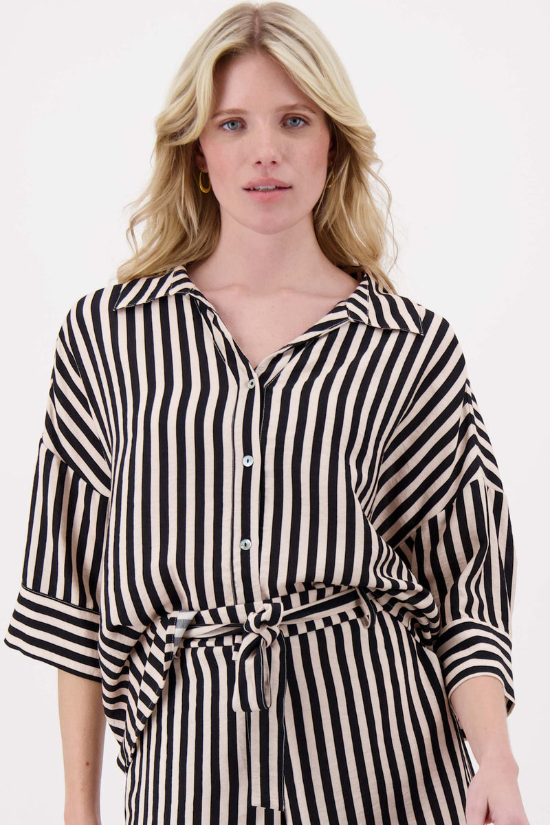 Gestreifte Bluse mit 1/2-Ärmeln | Soft Kit / Schwarz