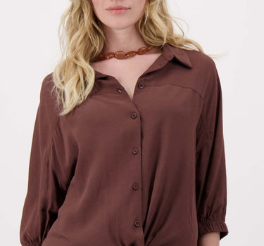 crepe marocain blouse | brown