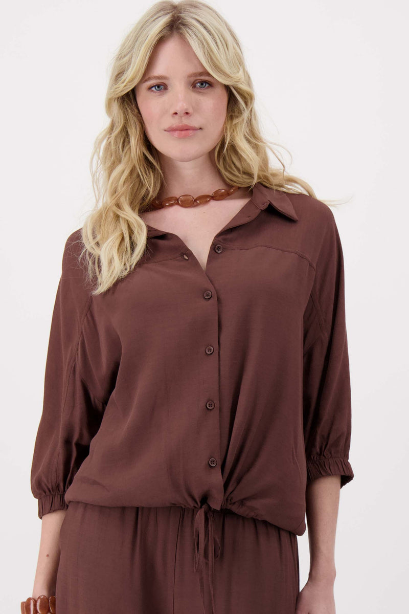 crepe marocain blouse | brown
