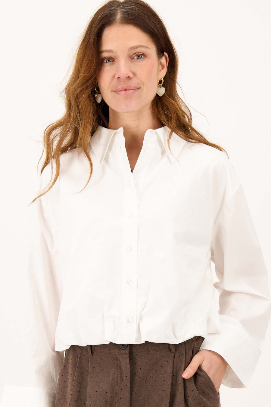 ballon blouse lange mouw | off white