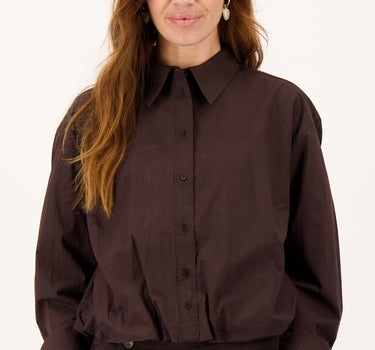ballon blouse lange mouw | dark choco