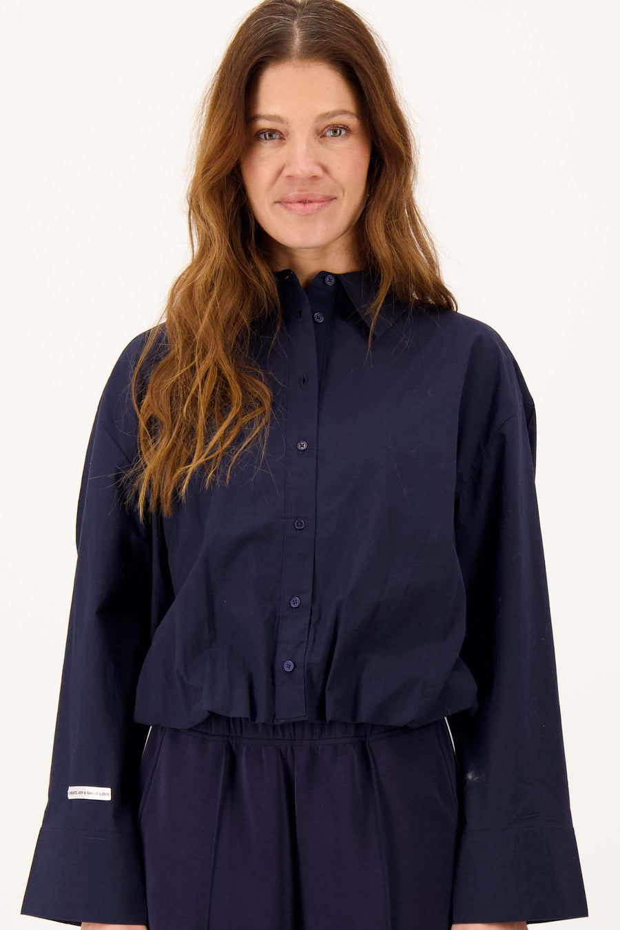 ballon blouse lange mouw | dark navy