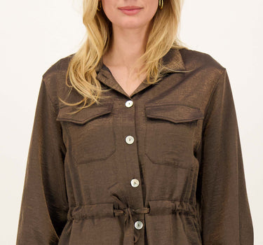 Lange Satijnen Blouse met Taillekoord | champagne gold
