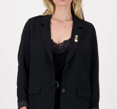 blazer met broche | black