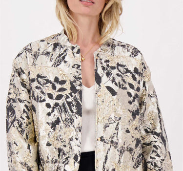 jacquard glans jasje | beige / goud