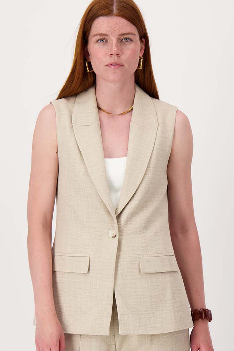 Langes Gilet mit Stretch | Soft Sand