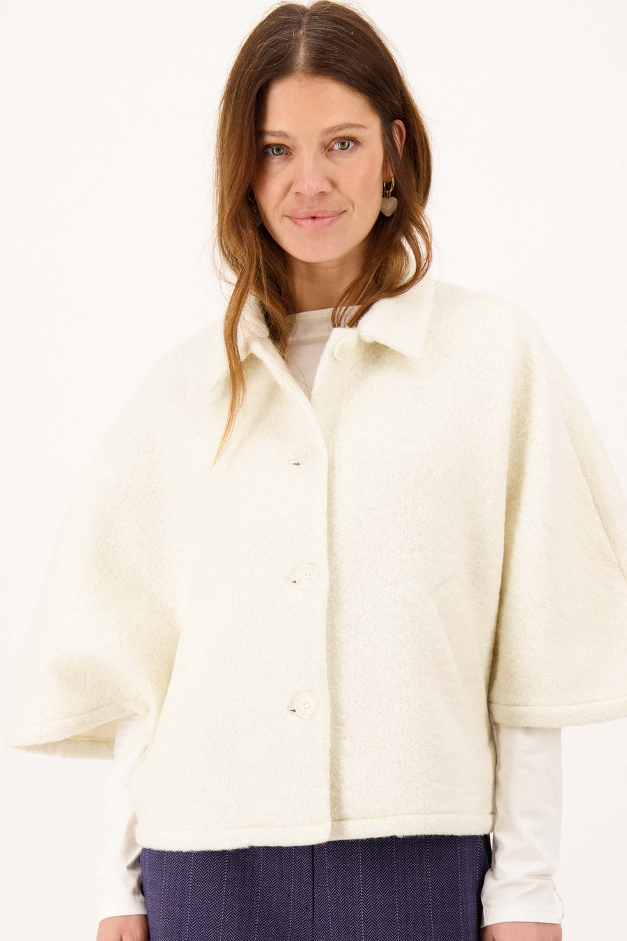 Wollige Cape-Jacke | Off-White
