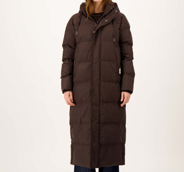 lange bubblecoat met teddy details | dark choco