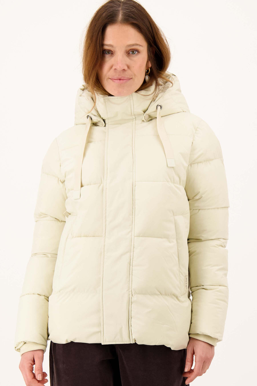 korte bubblecoat met teddy details | grey oyster