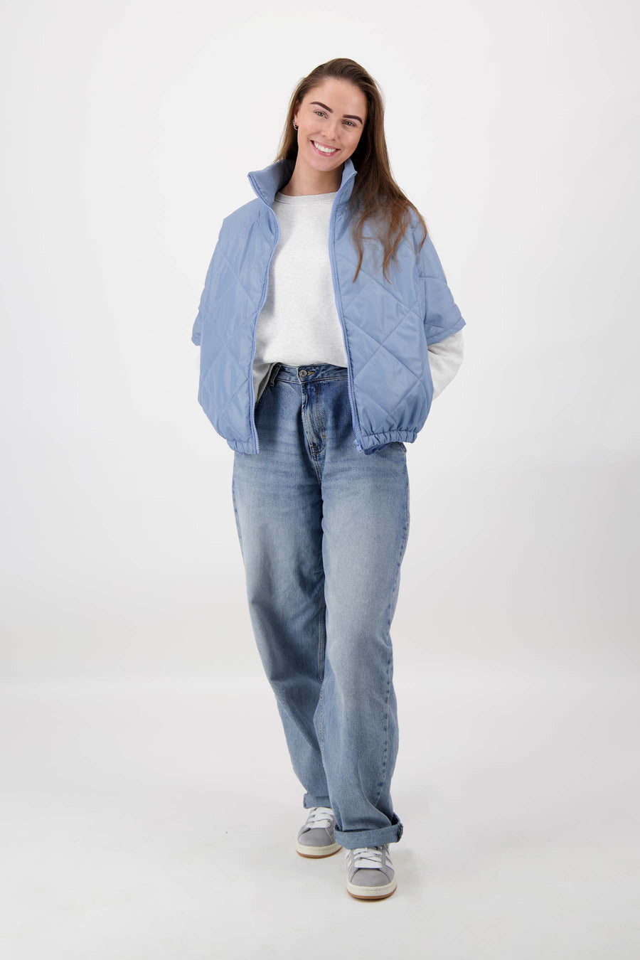 doorgestikte bodywarmer | grey blue