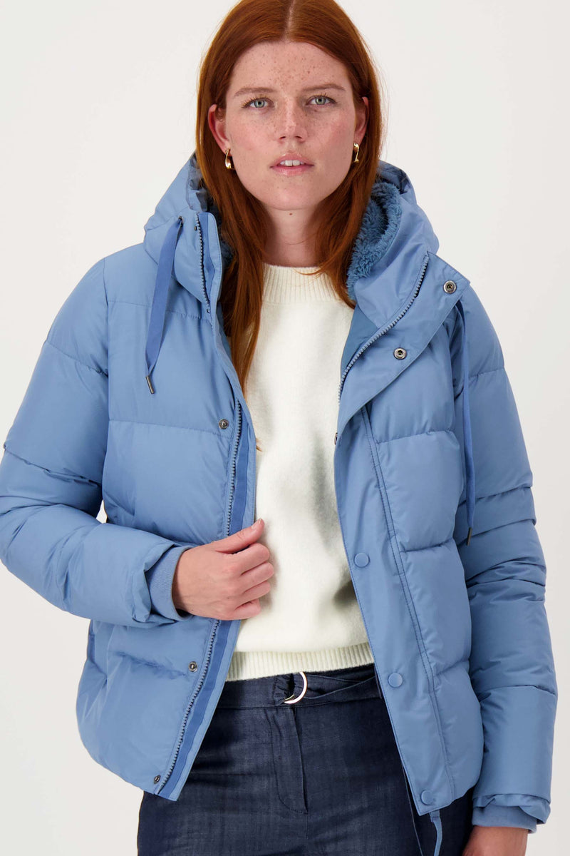 korte bubblecoat met teddy details | iceblue