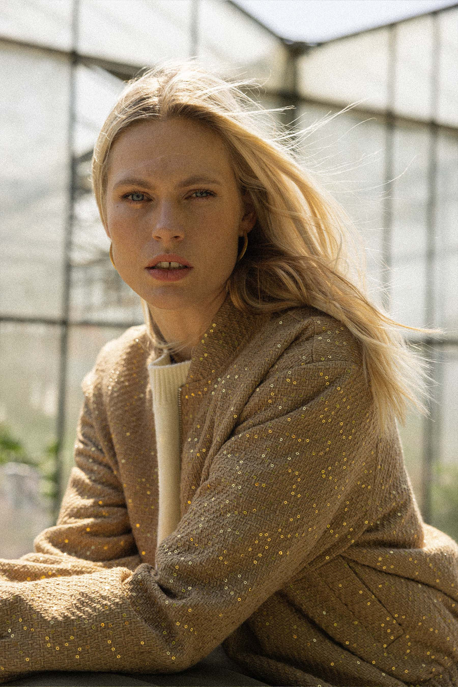 bomber jasje met sequins | beige