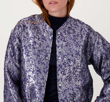 jacquard shiny jacket | night blue