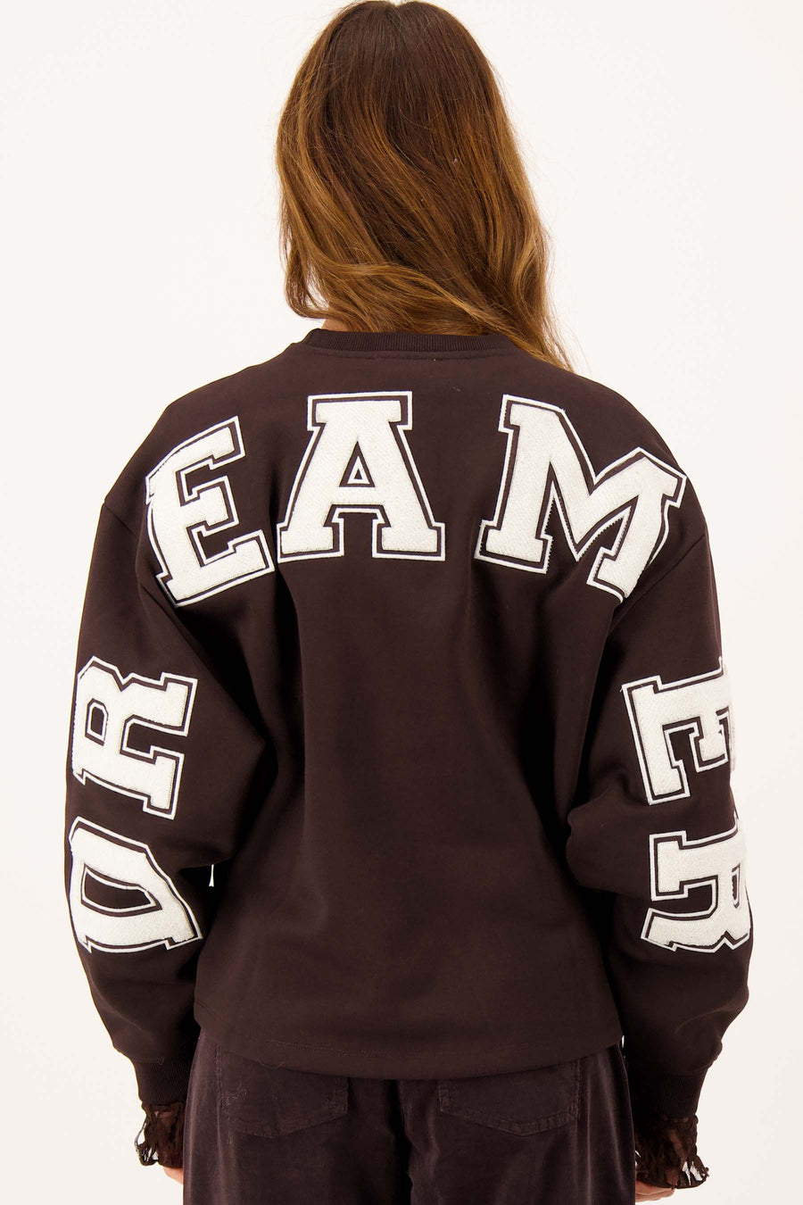 sweatshirt with text | dark chocolate