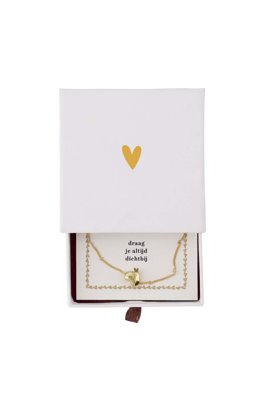 ketting hartje in schuifdoosje in je hart wit | white