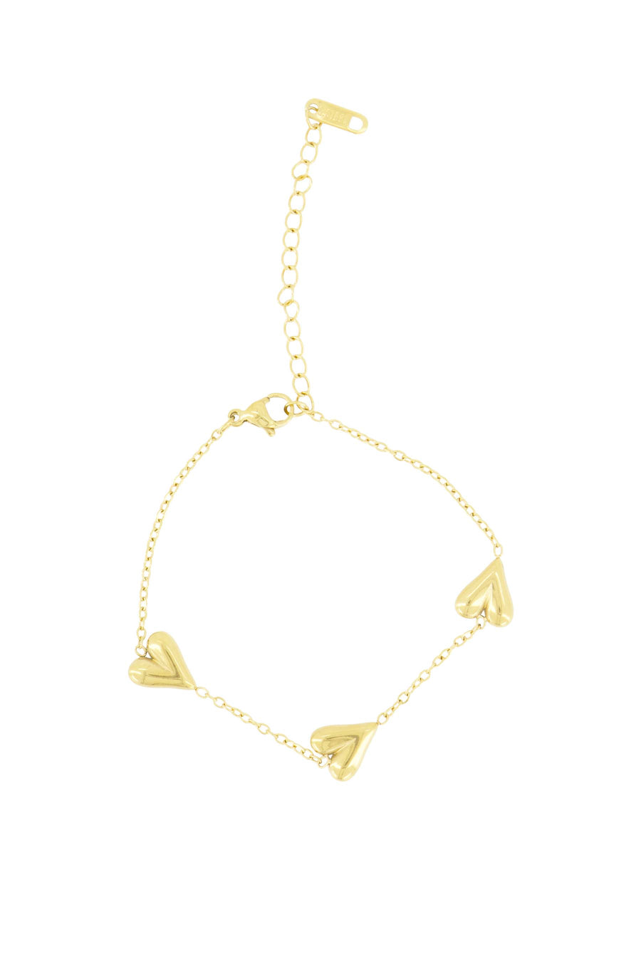 armband met 3 hartjes goud | goud