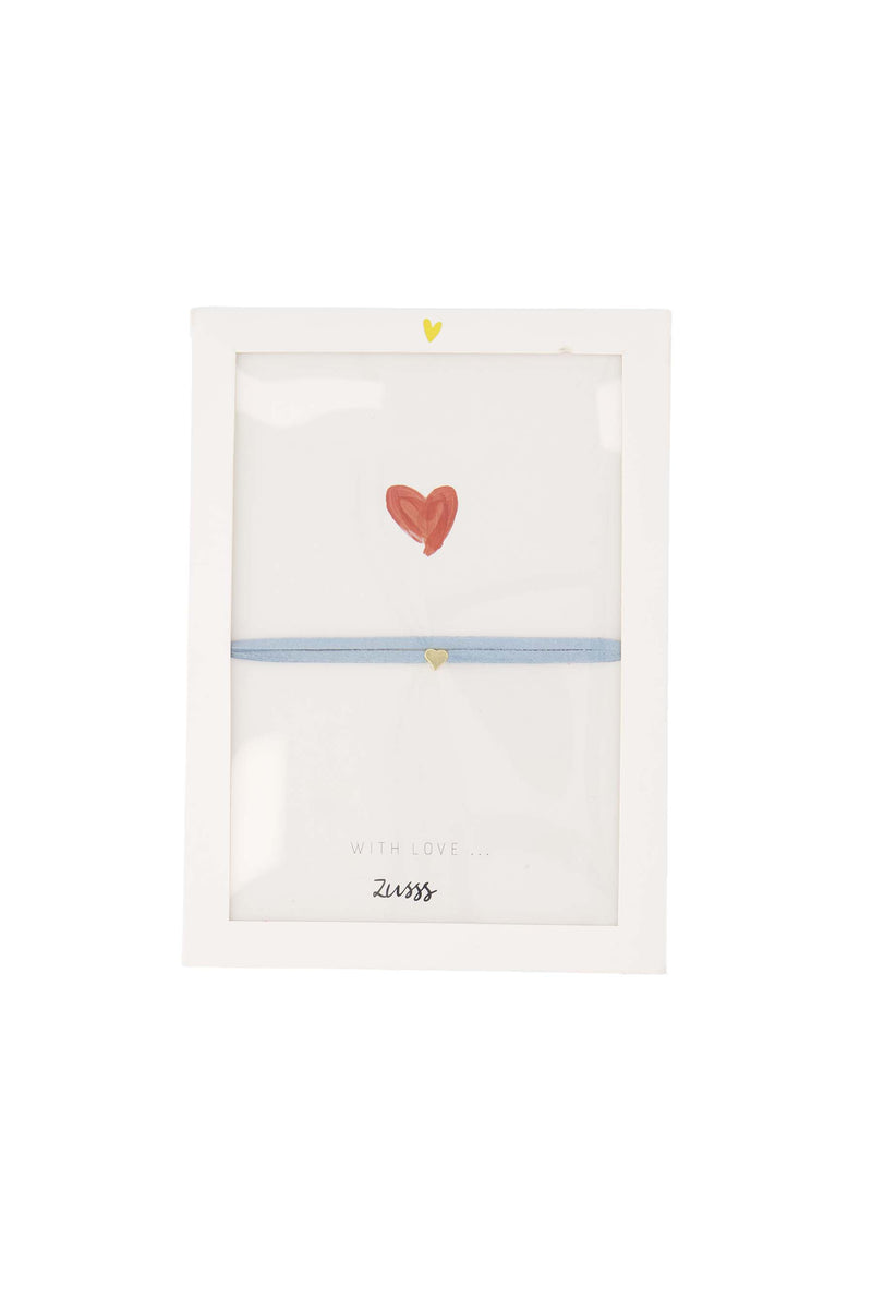 immitatie suede armband met hart | silver blue