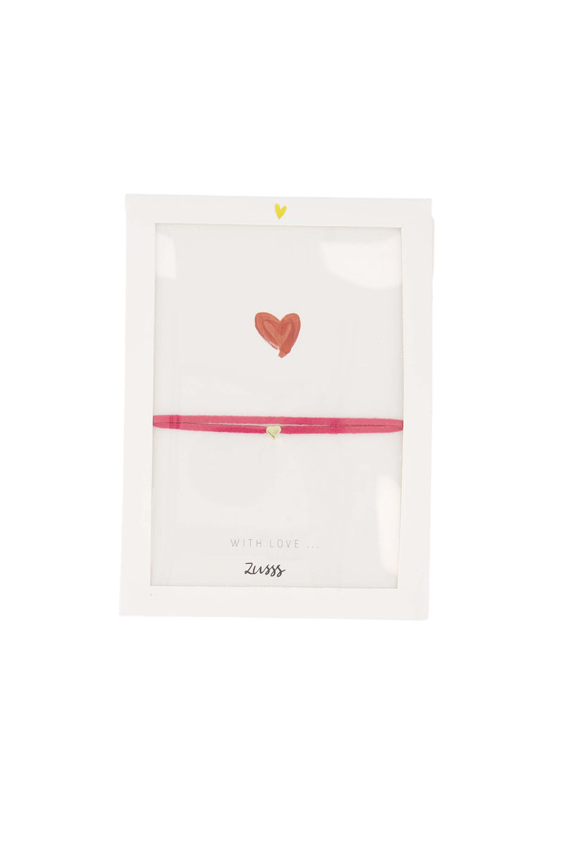immitatie suede armband met hart | crispy pink