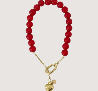 armband van kralen met hart | ash red