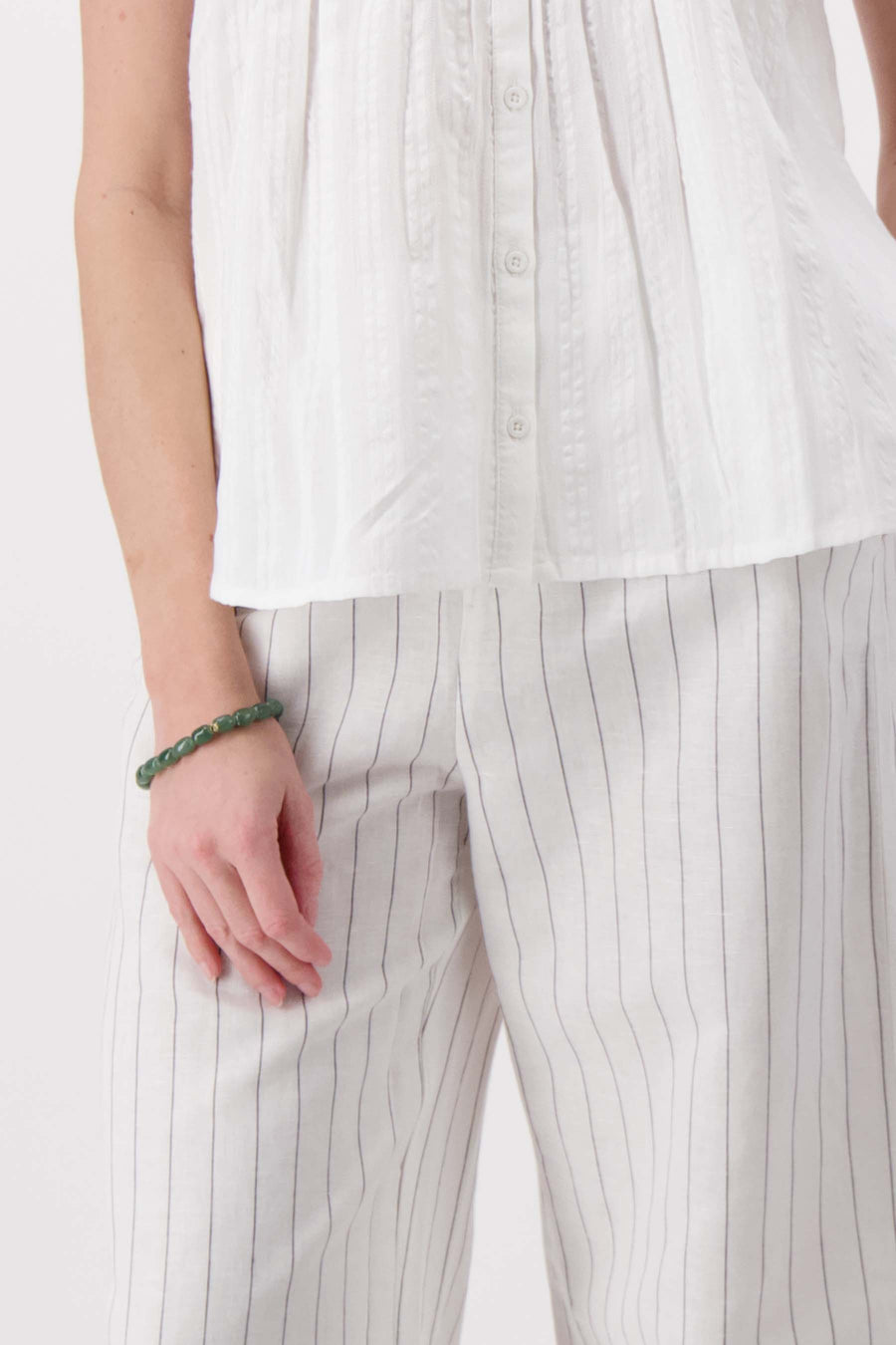elastieken kralen armband | grey green