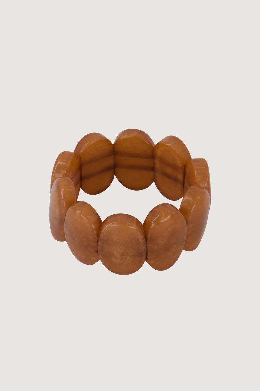 elastieken brede kralen armband | warm camel