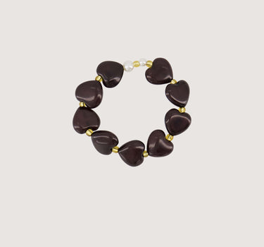 hart armband met parels | dark choco
