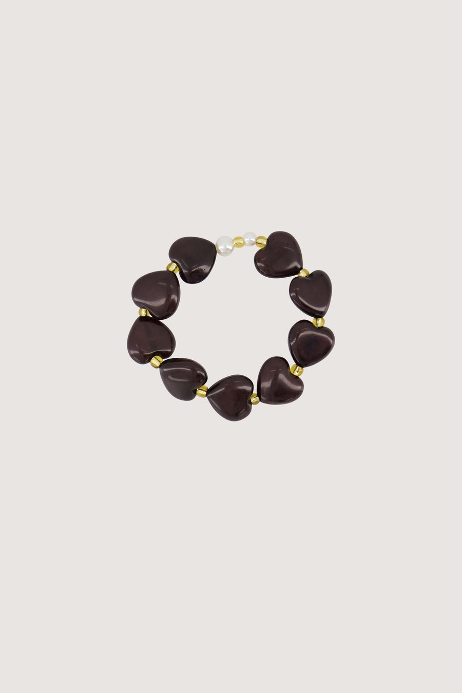hart armband met parels | dark choco