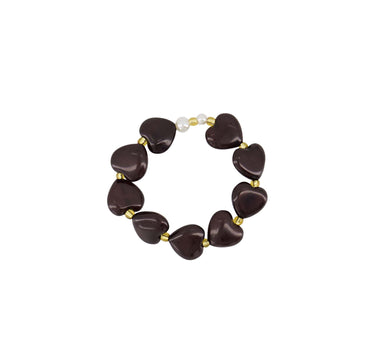 hart armband met parels | dark choco
