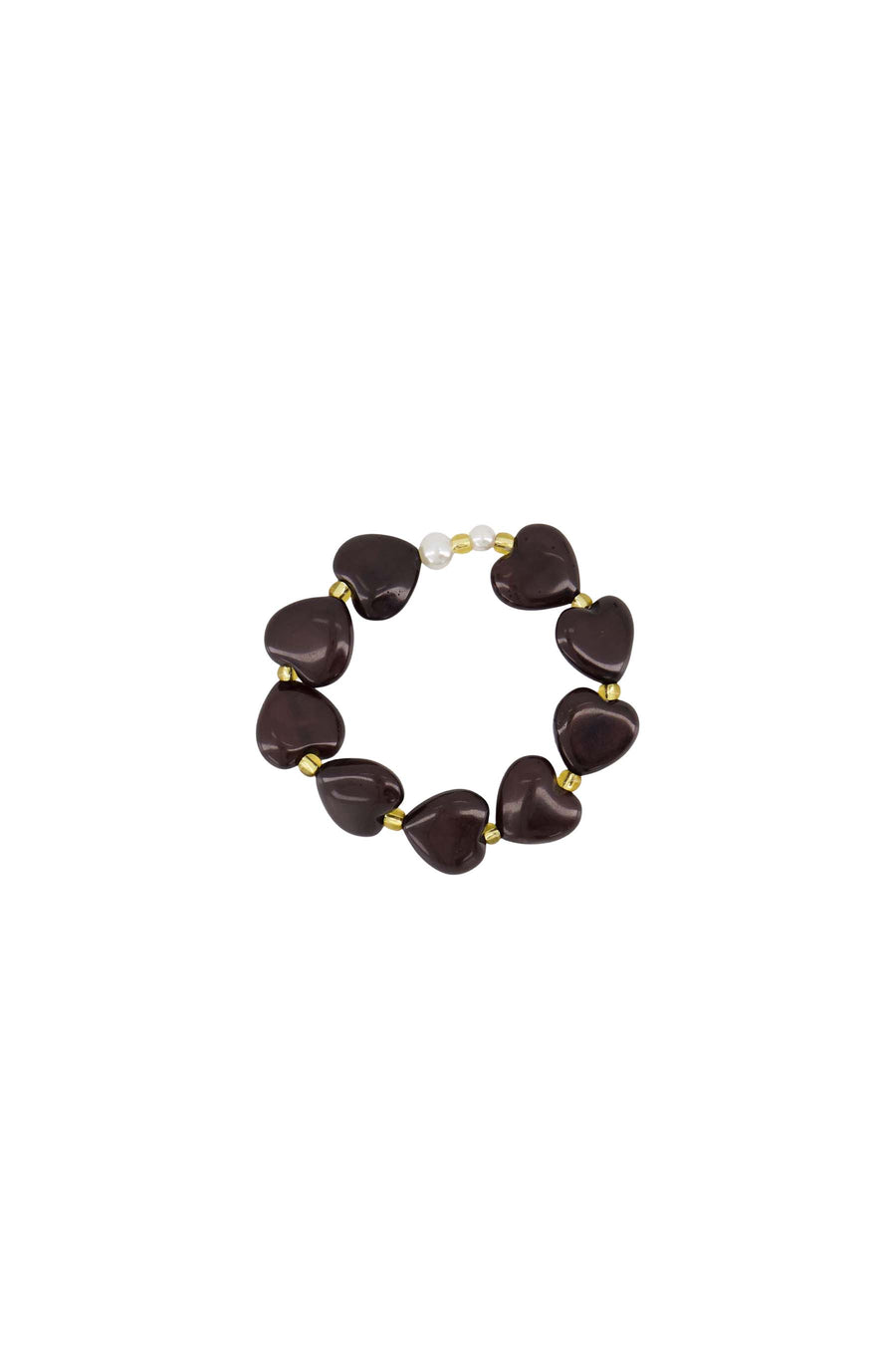 hart armband met parels | dark choco