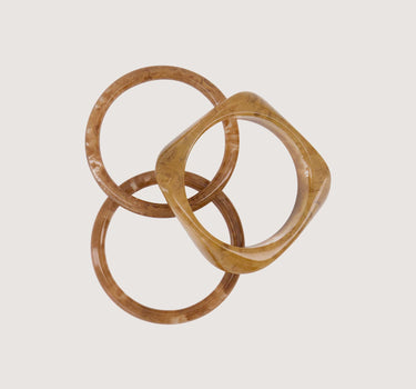 Armband-Set aus Kunstharz | Grey Oyster/ Hazelnut/ Dark Choco