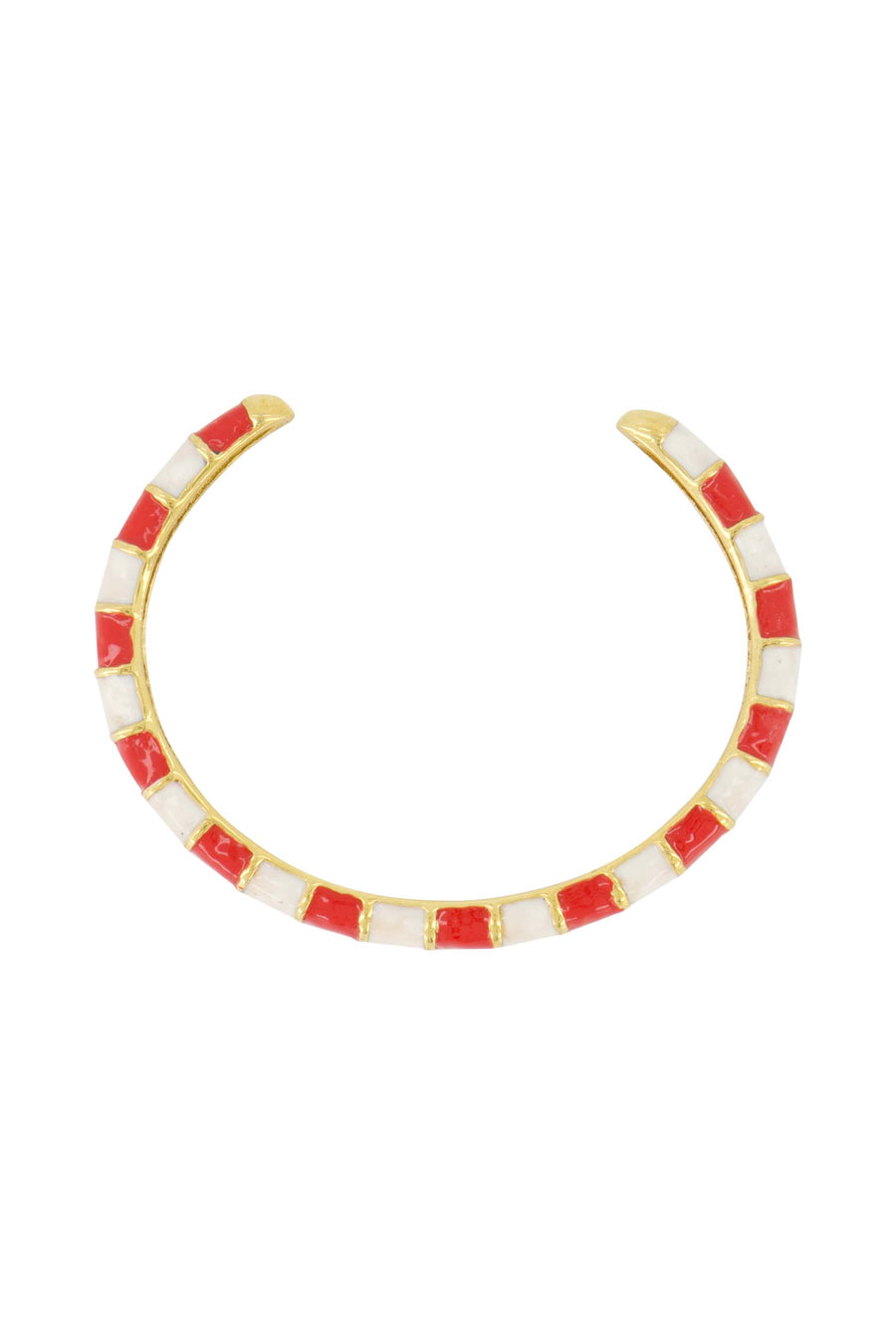 armband bangle streep | wit / rood